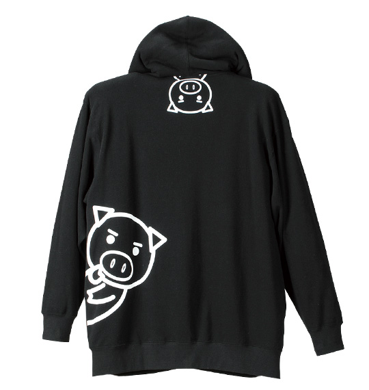 豊天 覗き見美豚フルジップパーカー ブラック