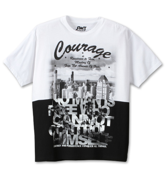 RIMASTER バイカラー半袖Tシャツ ホワイト×ブラック