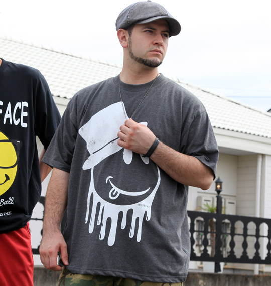 SMILEY FACE 半袖Tシャツ チャコール杢