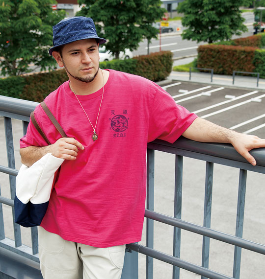 豊天 元祖和柄半袖Tシャツ ショッキングピンク