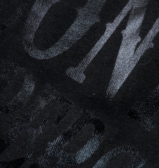 scissors 箔プリント&刺繍クラウン長袖Tシャツ ブラック