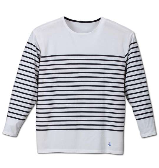 Timely Warning パネルボーダー長袖Tシャツ オフホワイト