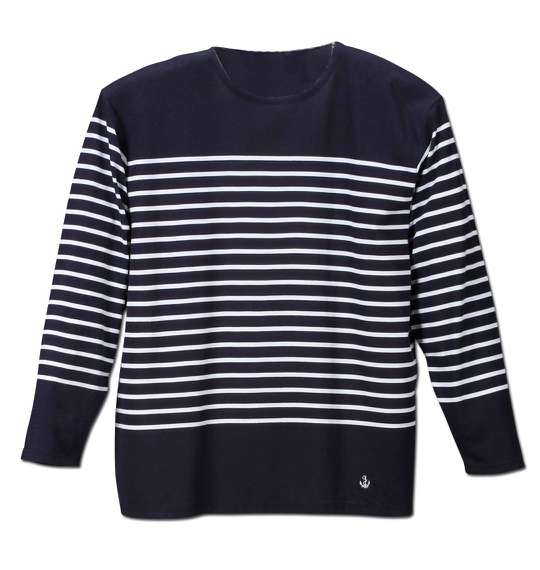 Timely Warning パネルボーダー長袖Tシャツ ネイビー