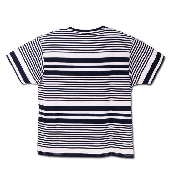 LOUXS UNION WORKS ランダムボーダー半袖VTシャツ ネイビー×オフホワイト