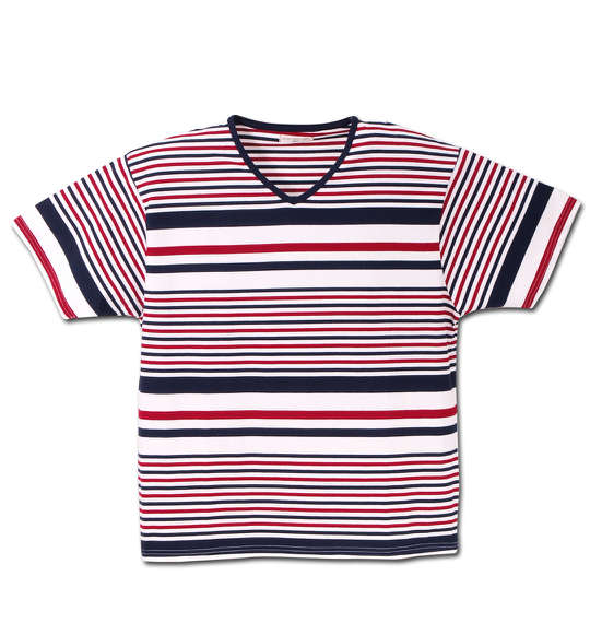 LOUXS UNION WORKS ランダムボーダー半袖VTシャツ オフホワイト×レッド