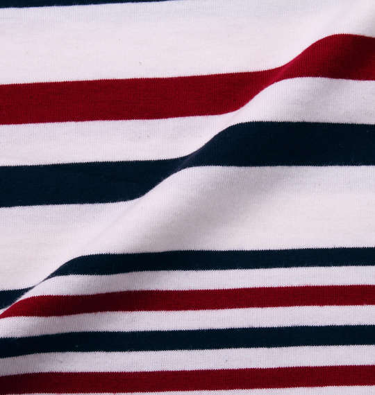 LOUXS UNION WORKS ランダムボーダー半袖VTシャツ オフホワイト×レッド