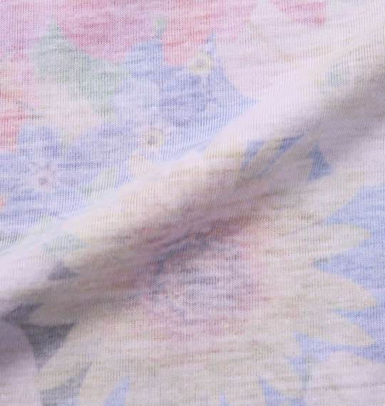 Beno 花柄裏プリント半袖Tシャツ オフホワイト