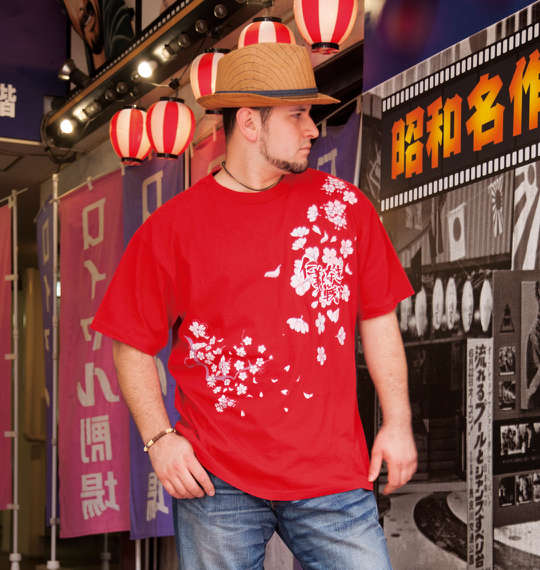 レトロシネマ 仁義なき戦い半袖Tシャツ レッド