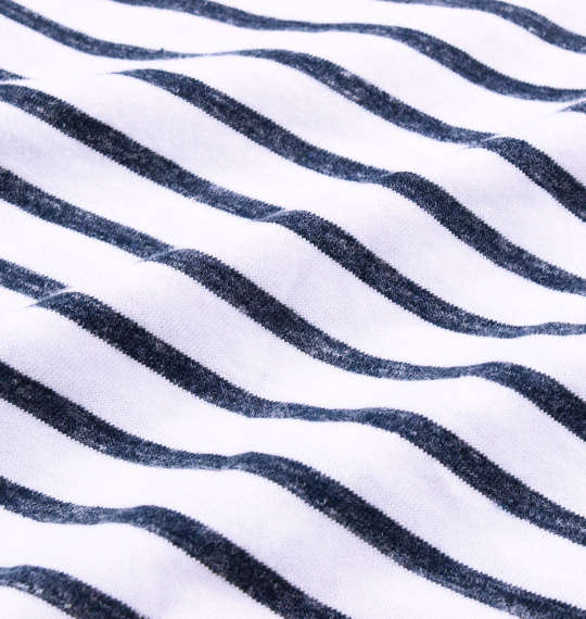 Timely Warning インディゴ風タックボーダー半袖Tシャツ オフホワイト