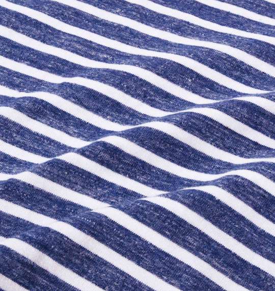 Timely Warning インディゴ風タックボーダー半袖Tシャツ ブルー