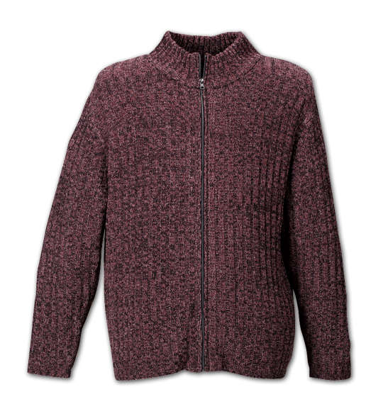 COLLINS モールスタンド衿フルジップセーター ワイン杢