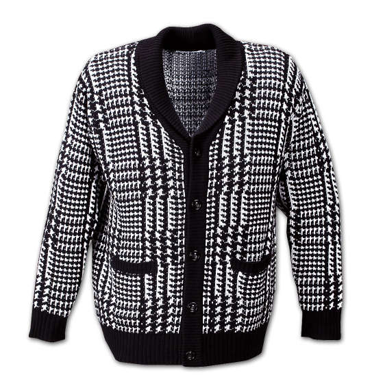 Free gate ビッググレンチェックショールカーディガン ブラック