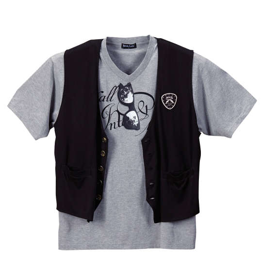 WILD LIFE ジレベスト+半袖VTシャツ ブラック×モクグレー