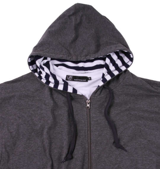 launching pad 杢天竺半袖パーカー+半袖Tシャツ チャコール杢×ホワイト