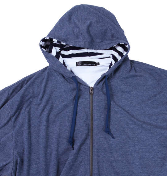 launching pad 杢天竺半袖パーカー+半袖Tシャツ ネイビー杢×ホワイト