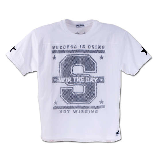 RIMASTER メッシュ使いビッグロゴ半袖Tシャツ ホワイト