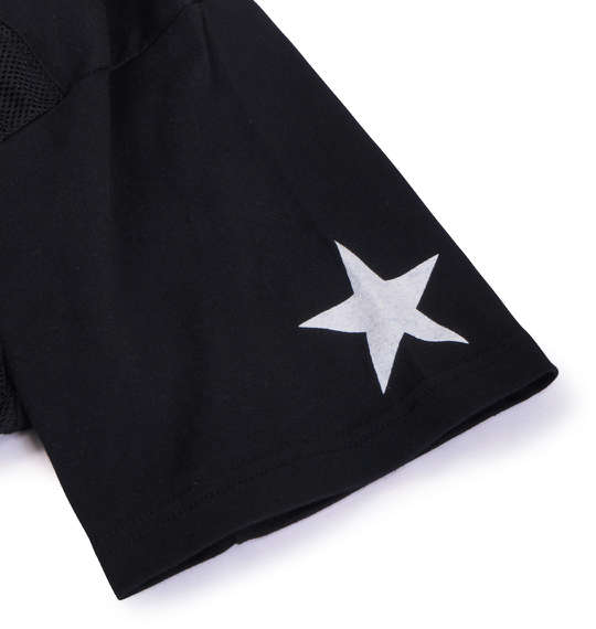 RIMASTER メッシュ使いビッグロゴ半袖Tシャツ ブラック