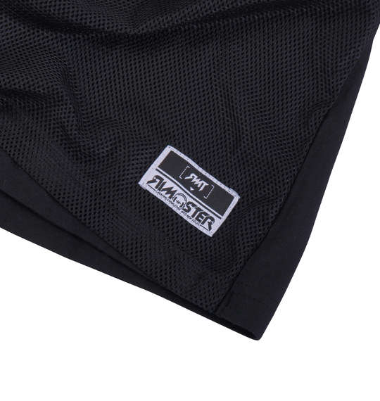 RIMASTER メッシュ使いビッグロゴ半袖Tシャツ ブラック