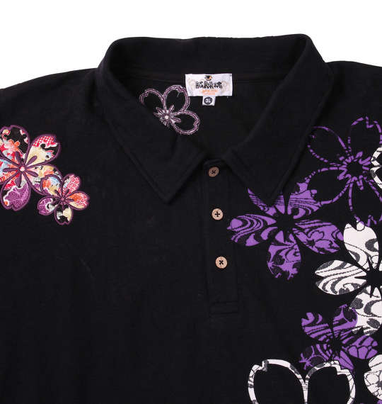 絡繰魂 フクレジャガード半袖ポロシャツ ブラック