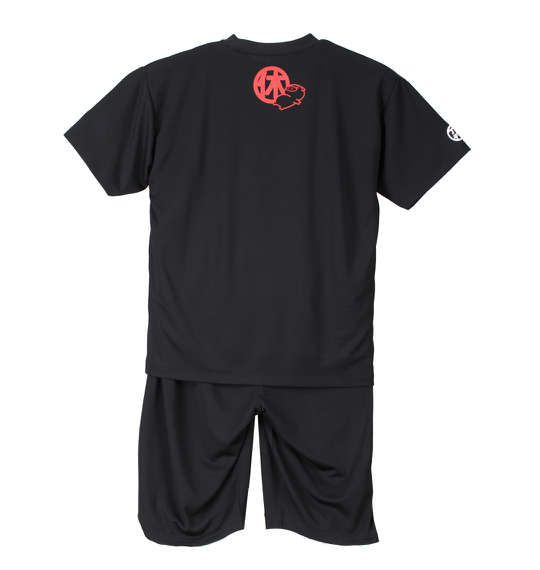豊天 吸汗速乾半袖Tシャツ+ハーフパンツ ブラック×ブラック