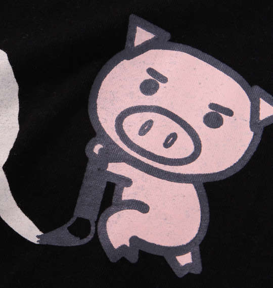 豊天 唐草美豚長袖Tシャツ ブラック