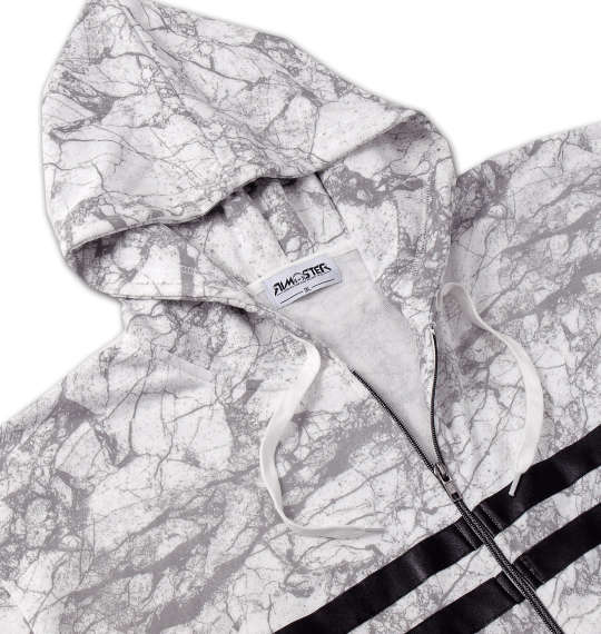 RIMASTER 総柄プリントフルジップパーカー ホワイト