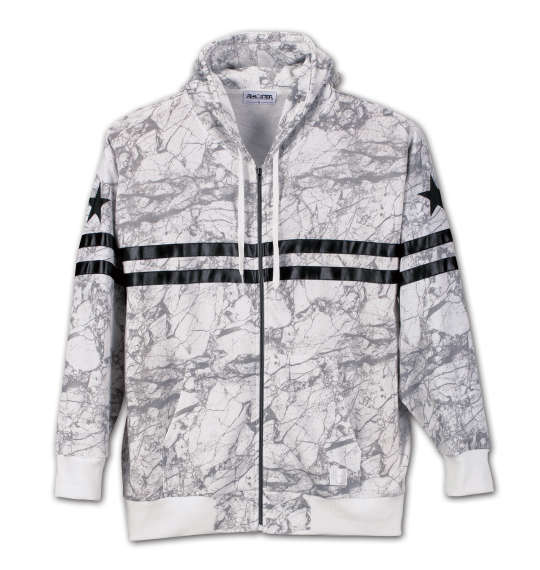 RIMASTER 総柄プリントフルジップパーカー ホワイト