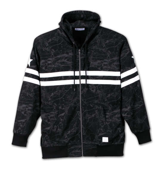 RIMASTER 総柄プリントフルジップパーカー ブラック