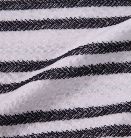 Timely Warning ヘリンボンボーダー長袖Tシャツ オフホワイト×ネイビー