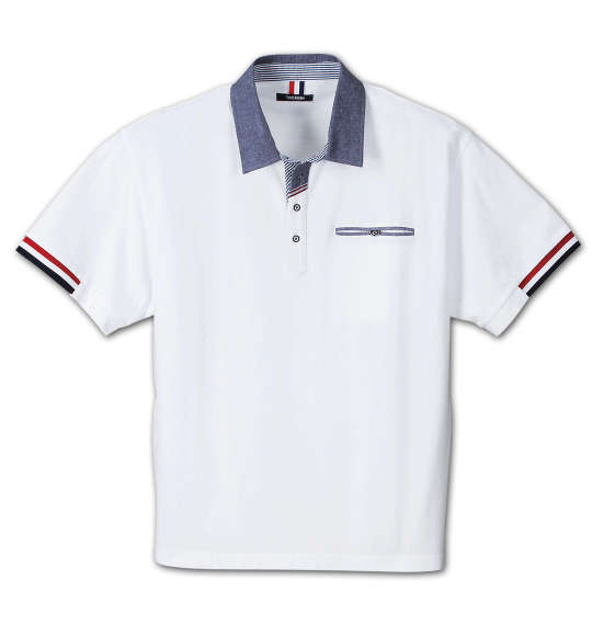 Timely Warning 鹿の子バイアス前立て半袖ポロシャツ ホワイト