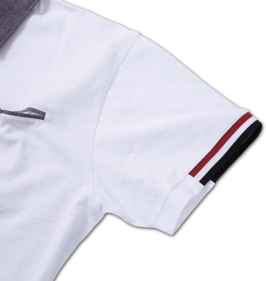 Timely Warning 鹿の子バイアス前立て半袖ポロシャツ ホワイト