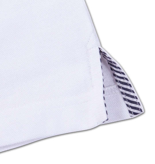 Timely Warning 鹿の子バイアス前立て半袖ポロシャツ ホワイト