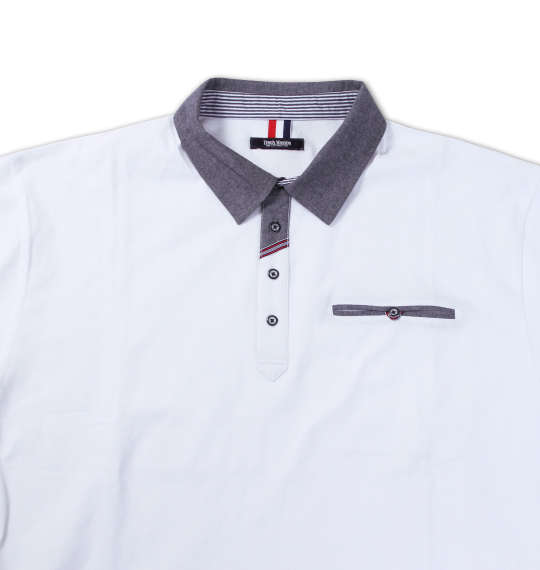 Timely Warning 鹿の子バイアス前立て半袖ポロシャツ ホワイト