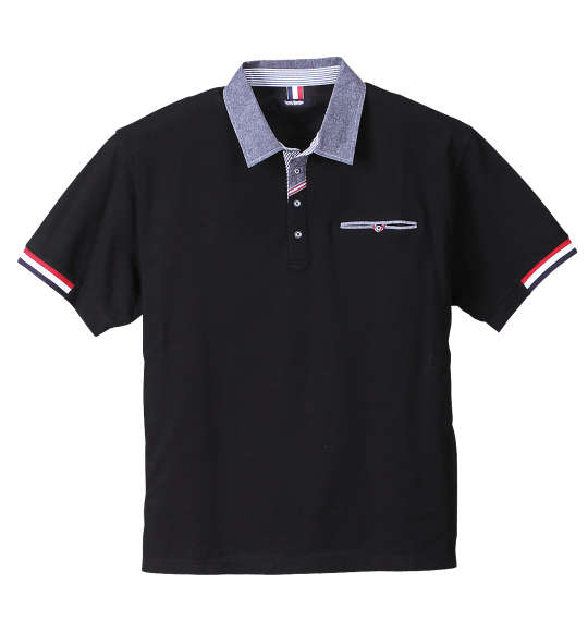 Timely Warning 鹿の子バイアス前立て半袖ポロシャツ ブラック