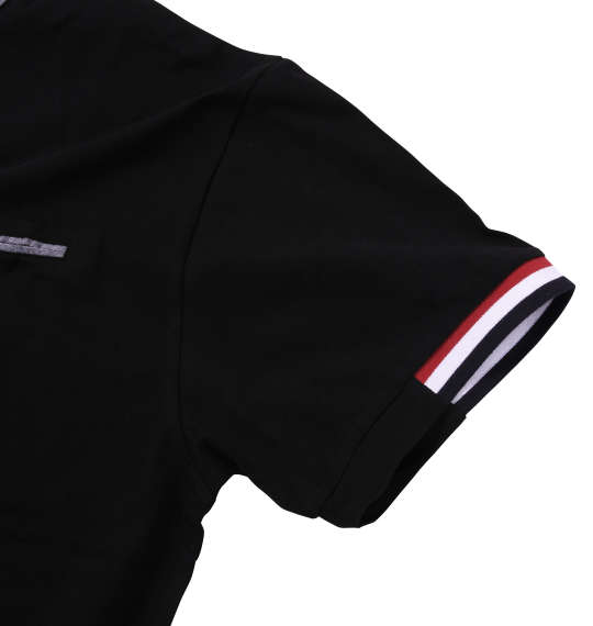 Timely Warning 鹿の子バイアス前立て半袖ポロシャツ ブラック