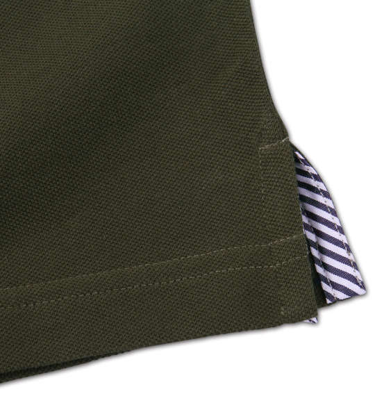 Timely Warning 鹿の子バイアス前立て半袖ポロシャツ カーキ