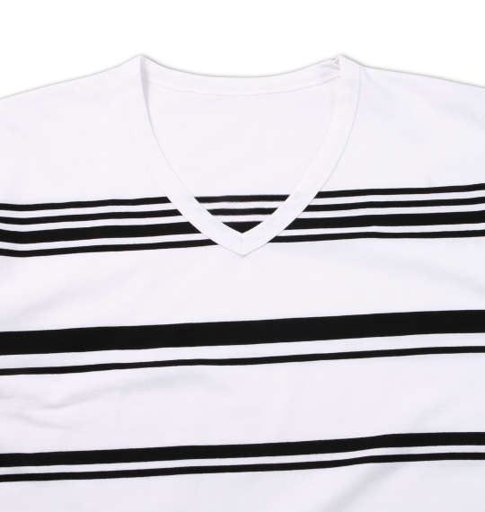 Beno ランダムボーダー半袖VTシャツ オフホワイト×ブラック