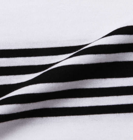 Beno ランダムボーダー半袖VTシャツ オフホワイト×ブラック
