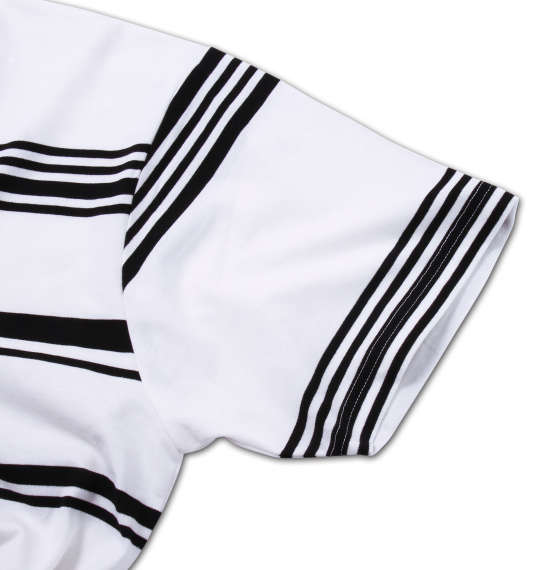 Beno ランダムボーダー半袖VTシャツ オフホワイト×ブラック