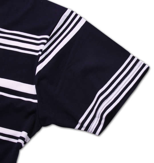 Beno ランダムボーダー半袖VTシャツ ネイビー×オフホワイト