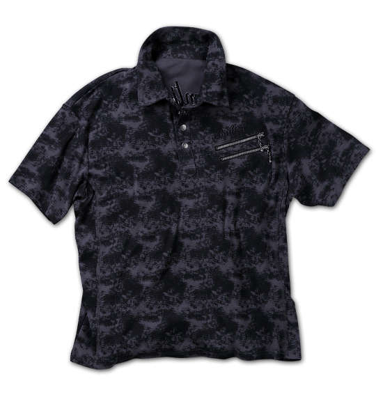 in the attic タイダイプリント半袖ポロシャツ チャコール