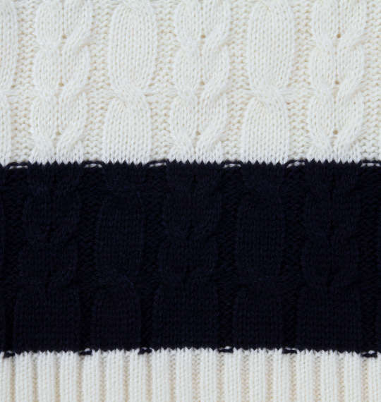 NAVAL ケーブルボーダークルーセーター オフホワイト×ネイビー