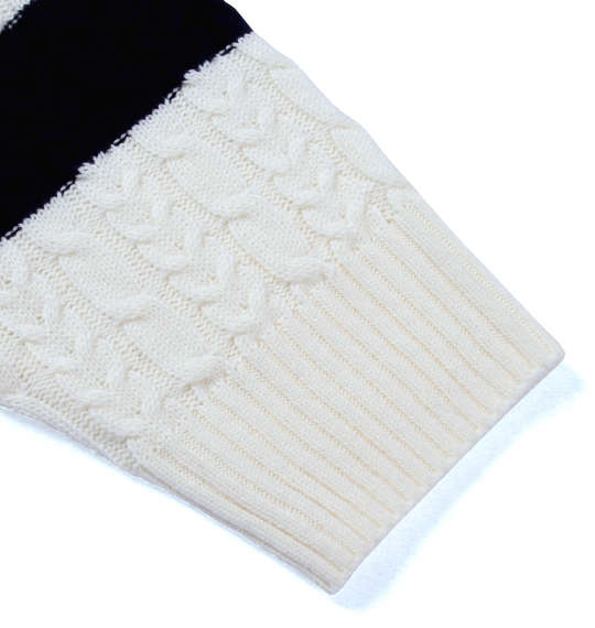 NAVAL ケーブルボーダークルーセーター オフホワイト×ネイビー