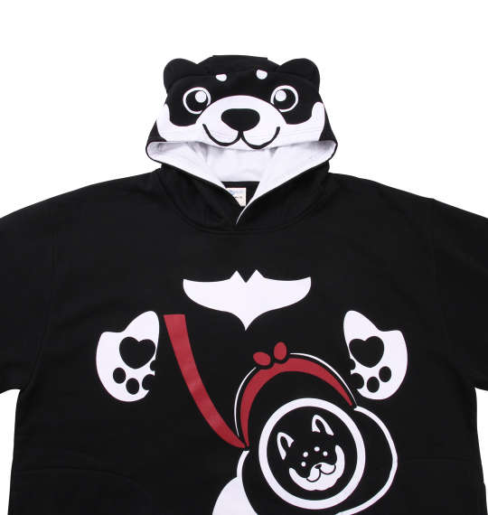 黒柴印和んこ堂 裏起毛プルパーカー ブラック