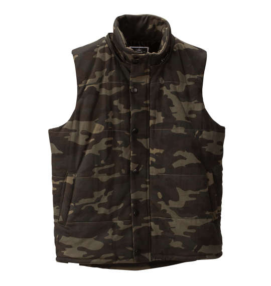 RIMASTER カモフラ柄中綿カットベスト カーキ系