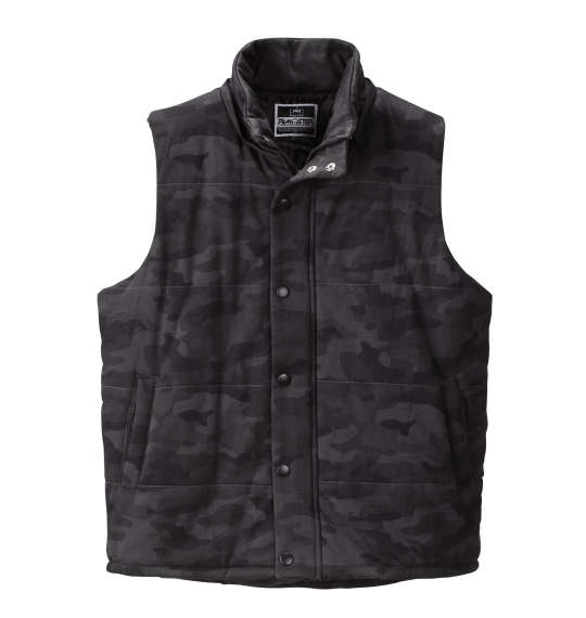 RIMASTER カモフラ柄中綿カットベスト ブラック系
