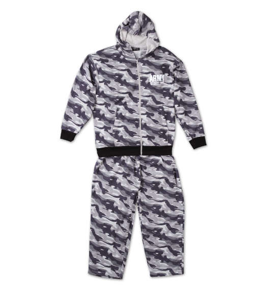 ZAPATEAR カモフラ柄フルジップパーカーセット グレー系