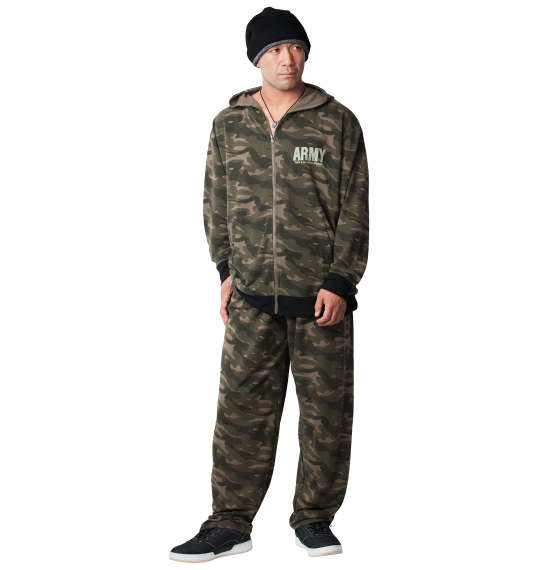 ZAPATEAR カモフラ柄フルジップパーカーセット カーキ系