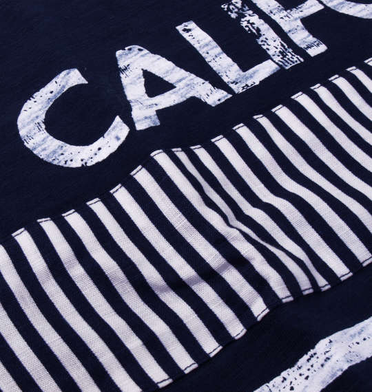 Free gate スラブ天竺パネル切替半袖Tシャツ ネイビー