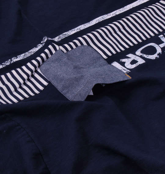 Free gate スラブ天竺パネル切替半袖Tシャツ ネイビー